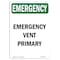 Signmission Safety Sign, OSHA EMERGENCY, 5" Height, Vent Primary, Portrait OS-EM-D-35-V-10469 - alternate 1